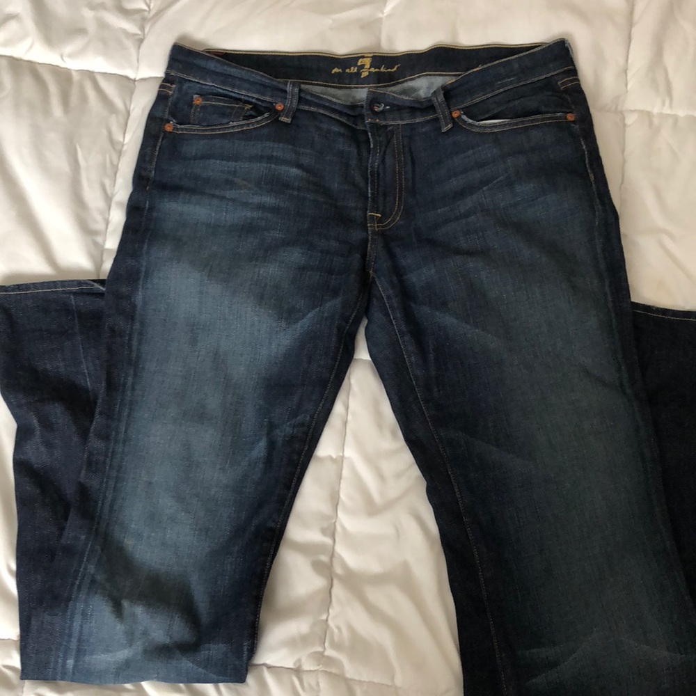 7 for All Mankind Dark Low Rise Bootcut Jeans.
